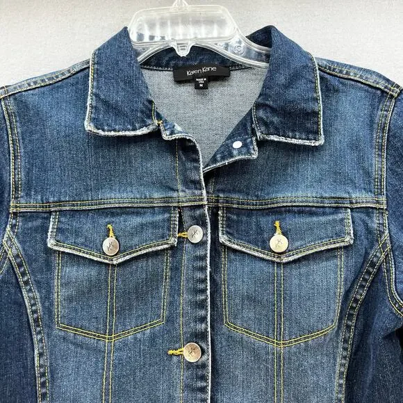 Karen Kane Denim Jean Jacket Women's Size M Blue Long Sleeve Casual Normcore - Picture 2 of 11